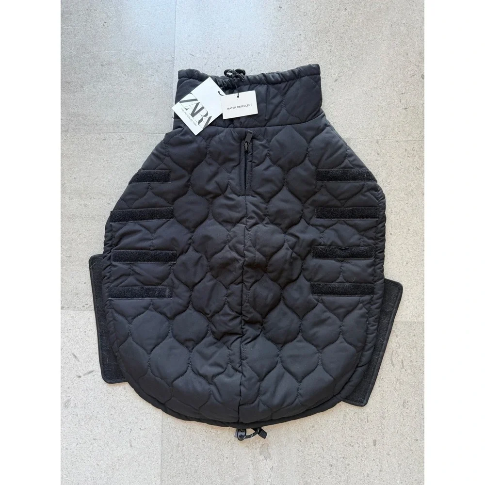 Zara Pet Collection Black Quilted Water Repellent Dog Coat Large NWT